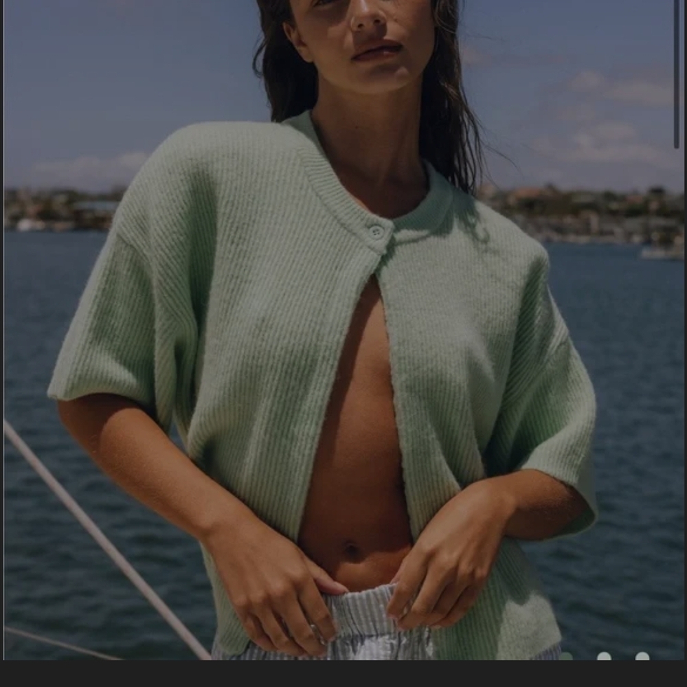 Daily Drills Sage Green One Button Short Sleeve Cardigan